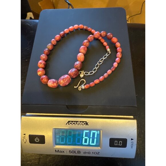 Jay King Mine Finds Thulite Nugget Bead Necklace Sterling Silver Pink Gemstone - Picture 9 of 9